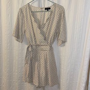 Short beige with black polka dots romper from Francesca’s, size medium